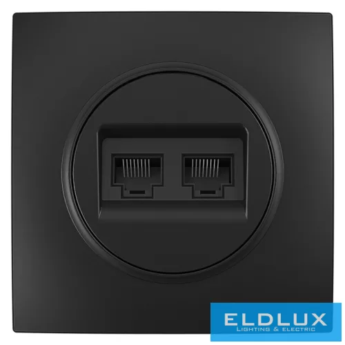 ELDELIN 2×RJ45 Cat.5e UTP aljzat Fekete