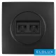 ELDELIN 2×RJ45 Cat.5e UTP aljzat Fekete