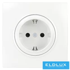 ELDELIN 2P+F konnektor gyerekvédelemmel Fehér Rugós
