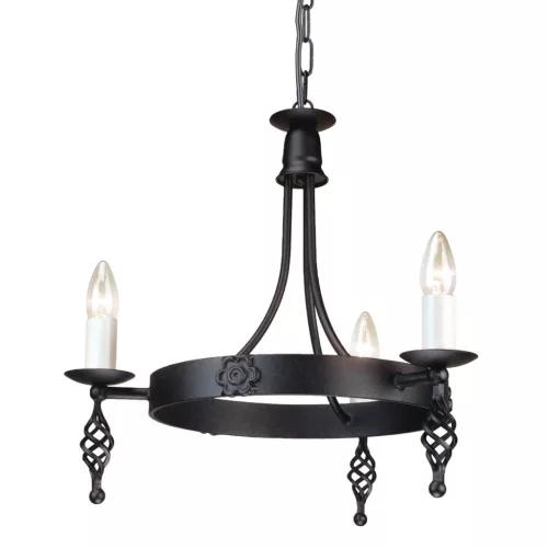 ELSTEAD BY3-BLACK BELFRY Rusztikus Csillár Fekete E14 IP20