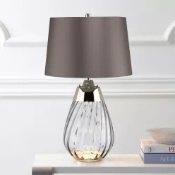   Elstead Lighting LENA SMALL LENA-TL-S-SMOKE Asztali lámpa 1X7W/GU10+1x60W/E27