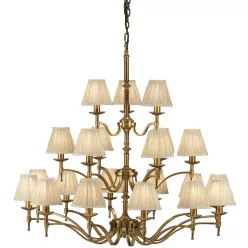  ENDON 63625 STANFORD Klasszikus Csillár Antik Bronz, Bézs E14 IP20