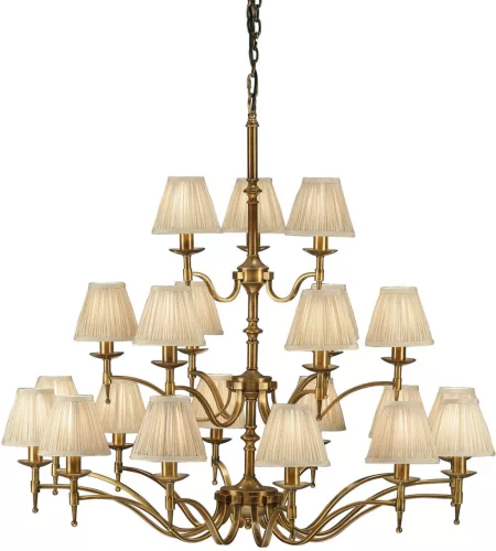 ENDON 63625 STANFORD Klasszikus Csillár Antik Bronz, Bézs E14 IP20