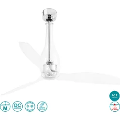 ventilátoros lámpa króm színű vázzal és fém testtel beltéri használatra faro-33381 - moretti.hu