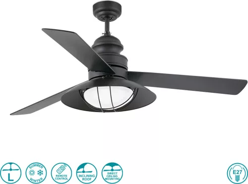 ventilátoros lámpa barna színű vázzal és fém testtel beltéri használatra faro-33396 - moretti.hu