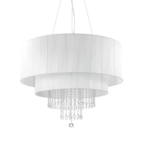 függesztett lámpa fehér színű vázzal és fém testtel beltéri használatra ideal-lux-165011 - moretti.hu