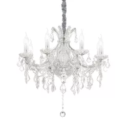 csillár átlátszó színű vázzal és fém testtel beltéri használatra ideal-lux-167244 - moretti.hu