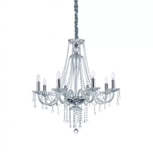 csillár átlátszó színű vázzal és üveg testtel beltéri használatra ideal-lux-168777 - moretti.hu