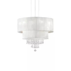 függesztett lámpa fehér színű vázzal és fém testtel beltéri használatra ideal-lux-182179 - moretti.hu