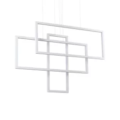 függesztett lámpa fehér színű vázzal és fém testtel beltéri használatra ideal-lux-253589 - moretti.hu