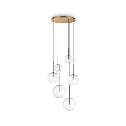 függesztett lámpa sárgaréz színű vázzal és fém-üveg testtel beltéri használatra ideal-lux-317243 - moretti.hu