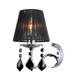   ITALUX MBM-2572-1-BK CORNELIA Kristály Fali Lámpa Króm, Fekete E14 IP20