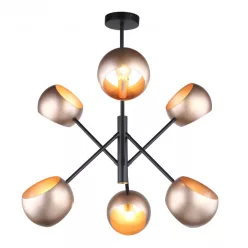   ITALUX MDM-3690-6-BK-GD CAVAZZA Glamour Csillár Fekete, Nikkel, Arany E14 IP20