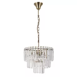  ITALUX PND-22320-4-ABR BUENA Kristály Függesztett Lámpa Antik Bronz, Átlátszó E14 IP20