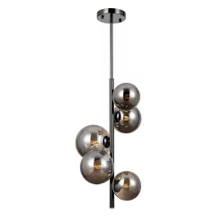   ITALUX PND-406007V5ABCR1 CANELLO Többágú Függesztett Lámpa Króm, Fekete, Füstös G9 IP20