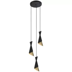   ITALUX PND-85949-3-BK-GD MALIA Többágú Függesztett Lámpa Fekete, Arany E27 IP20