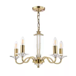   LAURA ASHLEY 3552999-Q CARSON Kristály Csillár Antik sárgaréz, Fehér E14 IP20