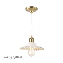   LAURA ASHLEY 3756097-Q BECA Klasszikus Függesztett Lámpa Antik Sárgaréz, Fehér E27 IP20