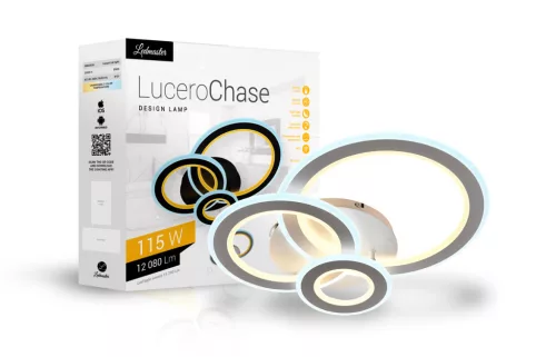 Lucero Chase 115 W-os 50 cm átmérőjű fehér LED távirányítós és mobil applikációval vezérelhető mennyezeti lámpa