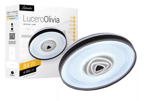 Lucero Olivia 84 W-os 50 cm átmérőjű fehér LED távirányítós és mobil applikációval vezérelhető mennyezeti lámpa