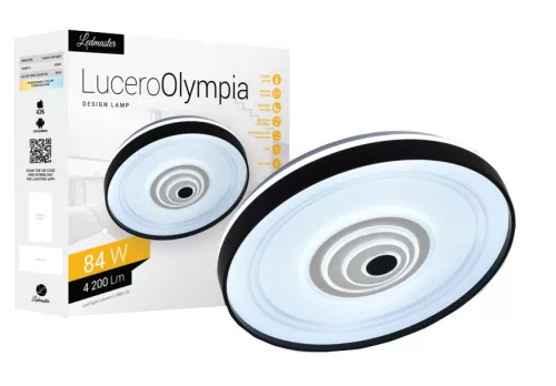 Lucero Olympia 84 W-os 50 cm átmérőjű fehér LED távirányítós és mobil applikációval vezérelhető mennyezeti lámpa