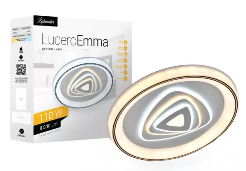 Lucero Emma 110 W-os 50 cm átmérőjű fehér LED távirányítós és mobil applikációval vezérelhető mennyezeti lámpa