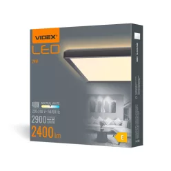   Videx 18 W-os ø292 mm fekete színű négyzet alakú natúr fehér mennyezeti lámpa