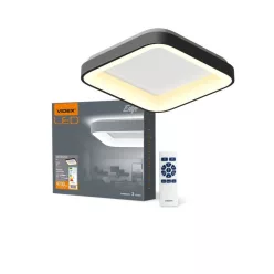   Videx Led Edge 72 W-os ø450mm fekete négyzet alakú LED távirányítós mennyezeti lámpa