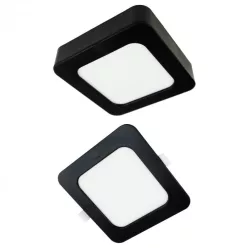   Ecolight 12W-os, négyzet alakú, CCT, fekete, süllyesztett és felületre szerelhető lámpa