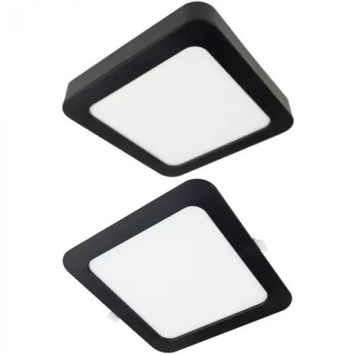 Ecolight 24W-os, négyzet alakú, CCT, fekete, süllyesztett és felületre szerelhető lámpa