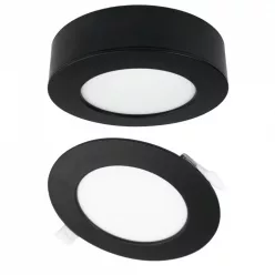   Ecolight 6W-os, kerek alakú, CCT, fekete, süllyesztett és felületre szerelhető lámpa