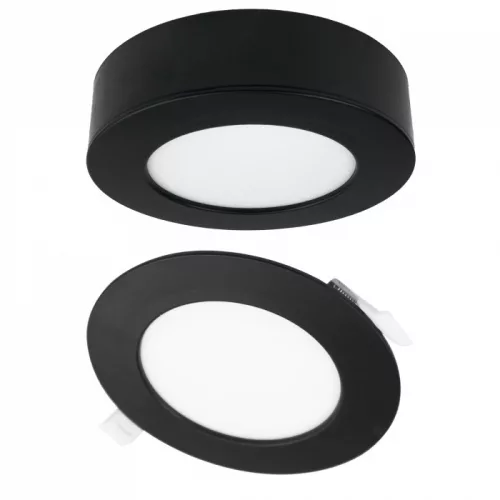 Ecolight 6W-os, kerek alakú, CCT, fekete, süllyesztett és felületre szerelhető lámpa