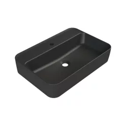   CeraStyle HERA - PULTRA ültethető - Top Counter - porcelán mosdó - MATT FEKETE - 60 x 42 cm