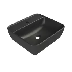   CeraStyle ONE - PULTRA ültethető - Top Counter - porcelán mosdó -  - MATT FEKETE - 46 x 42 cm