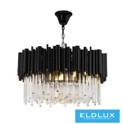   ELDLUX Kristály üveg csillár E14×6 D400x300x1200mm Fekete