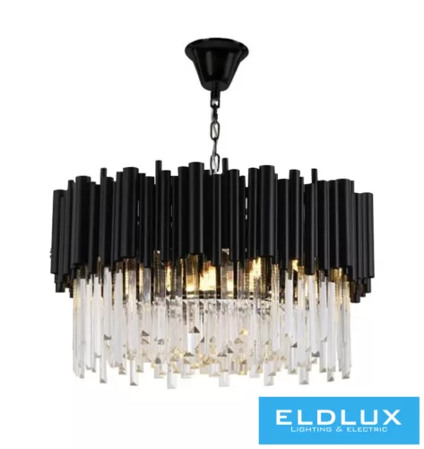 ELDLUX Kristály üveg csillár E14×4 D300x300x1200mm Fekete