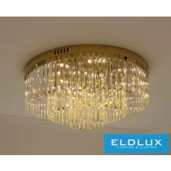   ELDLUX Kristály üveg mennyezeti lámpa E14×5 D400x350mm Arany