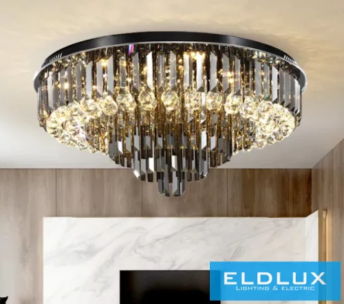ELDLUX Kristály üveg mennyezeti lámpa E14×10 D500x350mm Fekete