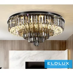   ELDLUX Kristály üveg mennyezeti lámpa E14×19 D780x350mm Fekete