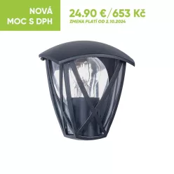   PREZENT 39032 SPLIT Klasszikus Kültéri Fali Lámpa Matt Fekete, Átlátszó E27 IP44