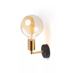   RENDL ARAQ fali lámpa szálcsiszolt sárgaréz/fekete 230V LED E27 15W