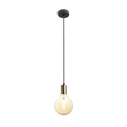   RENDL ARAQ függőlámpa szálcsiszolt sárgaréz/fekete 230V LED E27 15W