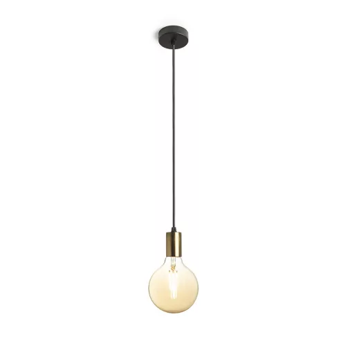 RENDL ARAQ függőlámpa szálcsiszolt sárgaréz/fekete 230V LED E27 15W