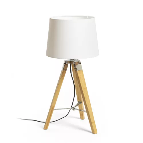 RENDL ALVIS/AMBITUS 30 asztali lámpa Polycotton fehér/bambusz 230V LED E27 15W