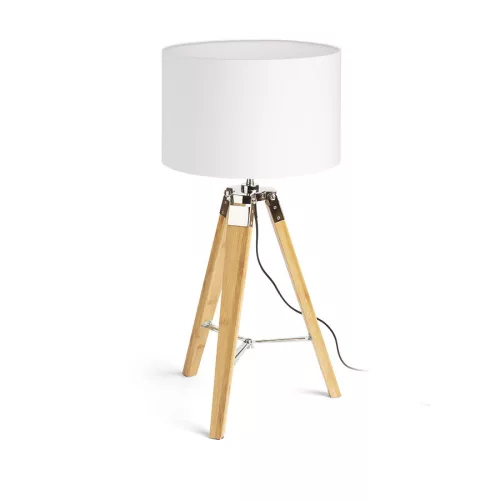 RENDL ALVIS/RON 40 asztali lámpa Polycotton fehér/bambusz 230V LED E27 15W