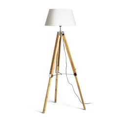   RENDL ALVIS/AMBITUS 46 állólámpa fehér bambusz/króm 230V LED E27 15W