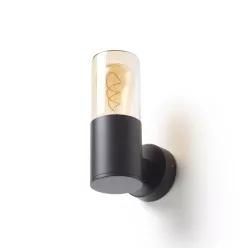  RENDL QUINN fali lámpa fekete borostyánsárga üveg 230V LED E27 11W IP54