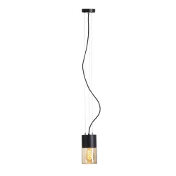   RENDL QUINN függőlámpa fekete borostyánsárga üveg 230V LED E27 11W IP54