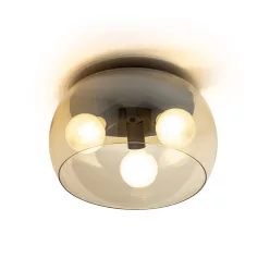  RENDL AMANDA mennyezeti lámpa matt fekete borostyánsárga üveg 230V LED E27 3x15W