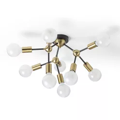   RENDL ARTEMIA 9 mennyezeti lámpa fekete szálcsiszolt sárgaréz 230V LED E27 9x15W